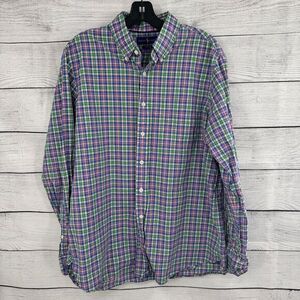 Ralph Lauren Men's Large Plaid Button-Down Shirt Casual Classic 120's 2-Ply‎